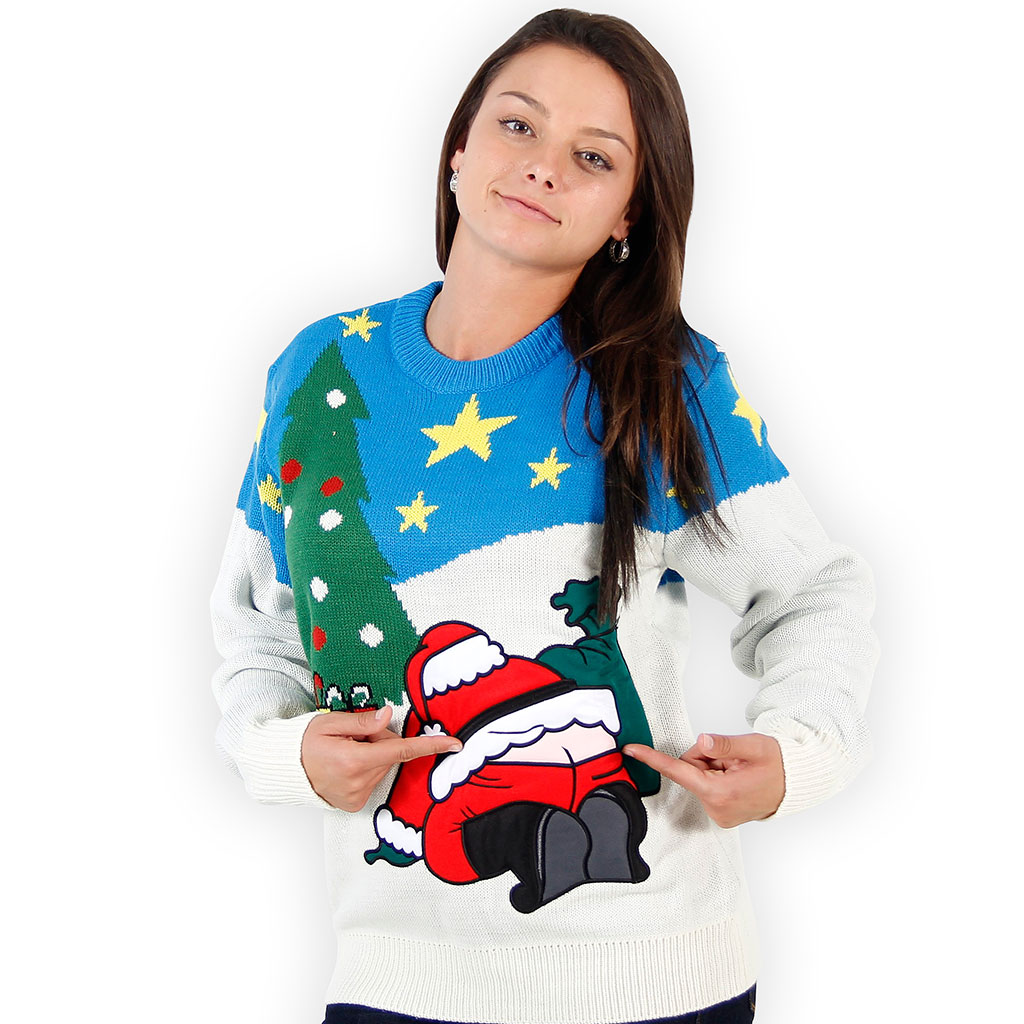 Women’s Santa’s Butt Crack Sweater,Ugly Christmas Sweaters | Funny Xmas Sweaters for Men and Women