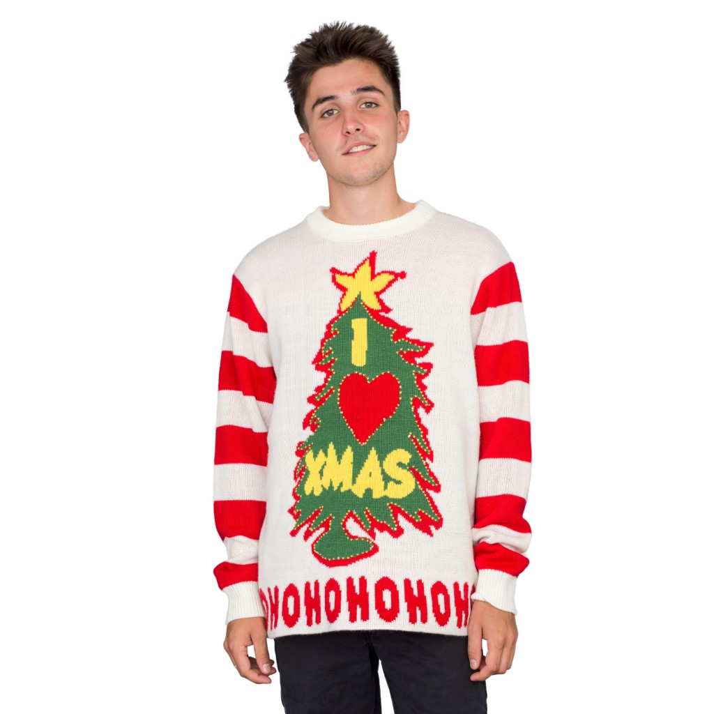 I Love Xmas HOHOHO Grinch Light Up (LED) Christmas Tree and Star Ugly Christmas Sweater [ILoveXmasUCS]