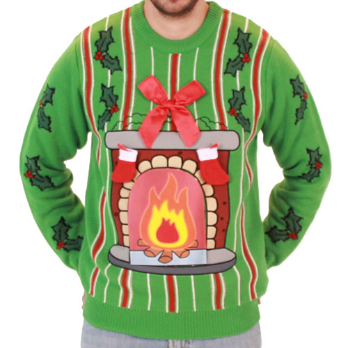 LED Fireplace Sweater,Ugly Christmas Sweaters | Funny Xmas Sweaters for Men and Women
