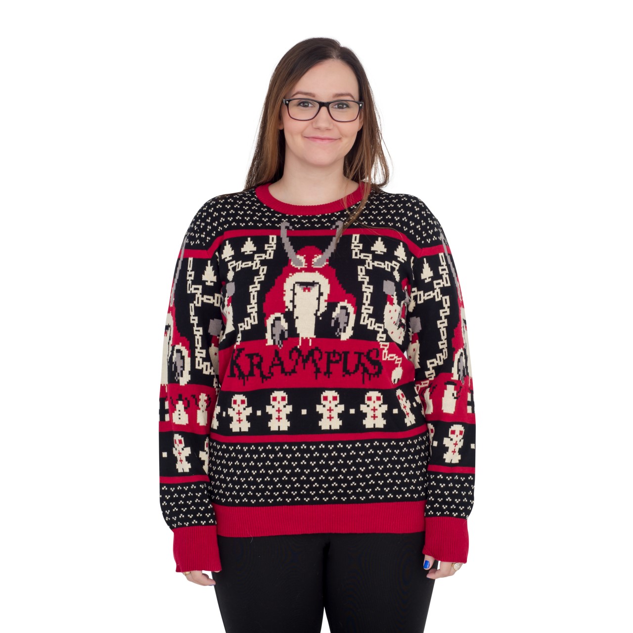 Women’s Krampus Knit Ugly Christmas Sweater,Ugly Christmas Sweaters | Funny Xmas Sweaters for Men and Women