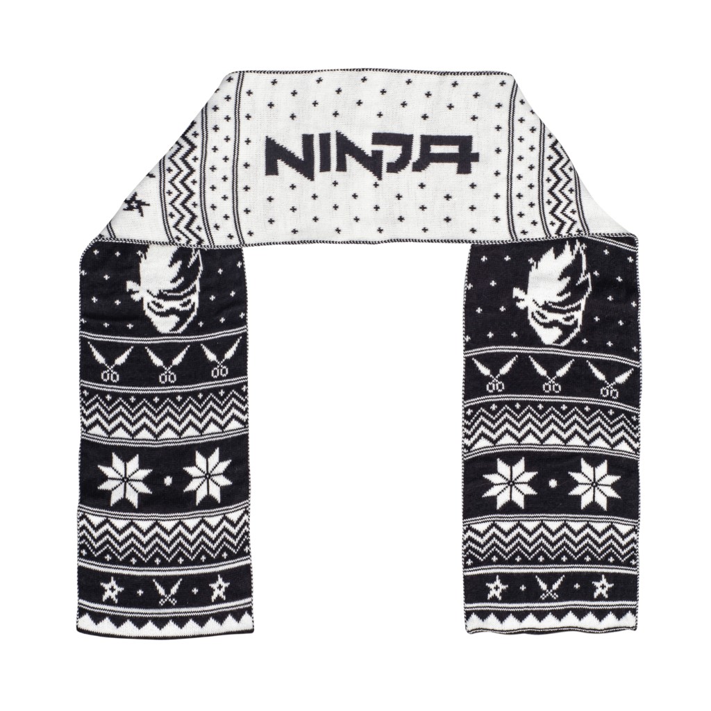 Fortnite Youth Ninja Logo Scarf – White/Black,Ugly Christmas Sweaters | Funny Xmas Sweaters for Men and Women