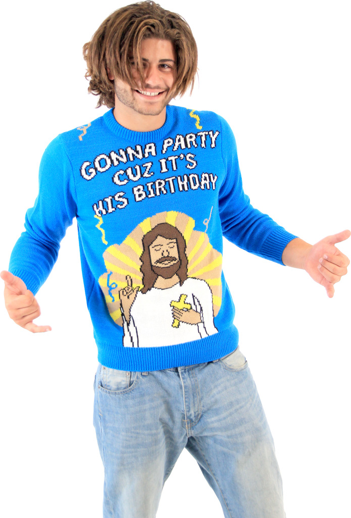 Ugly Christmas Sweater – Gonna Party Cuz It’s His Birthday Jesus,Ugly Christmas Sweaters | Funny Xmas Sweaters for Men and Women