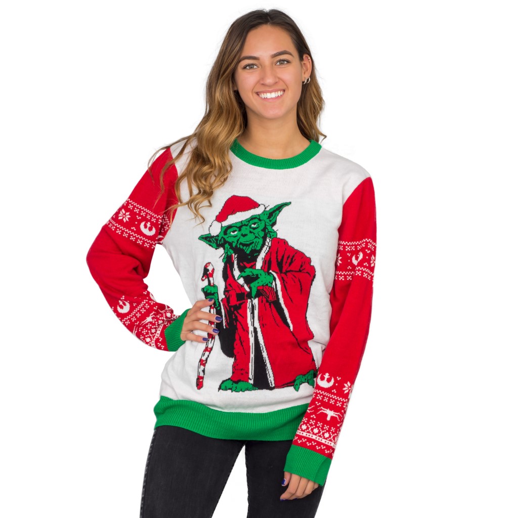 Women’s Star Wars Jedi Yoda Light Up LED Ugly Christmas Sweater,Ugly Christmas Sweaters | Funny Xmas Sweaters for Men and Women