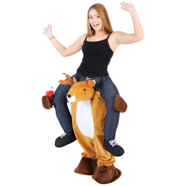 Women’s Christmas Ride On Reindeer with Light Up Nose,Ugly Christmas Sweaters | Funny Xmas Sweaters for Men and Women