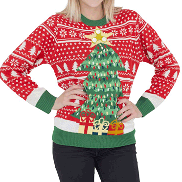 Women’s Fidget Spinner Star Christmas Tree Ugly Sweater [UglySweater-FidgetSpinnerChristmasTree_WOM]