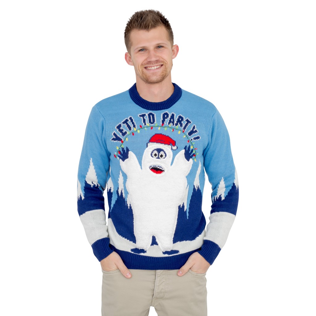 Yeti to Party Light up LED Ugly Sweater,Ugly Christmas Sweaters | Funny Xmas Sweaters for Men and Women