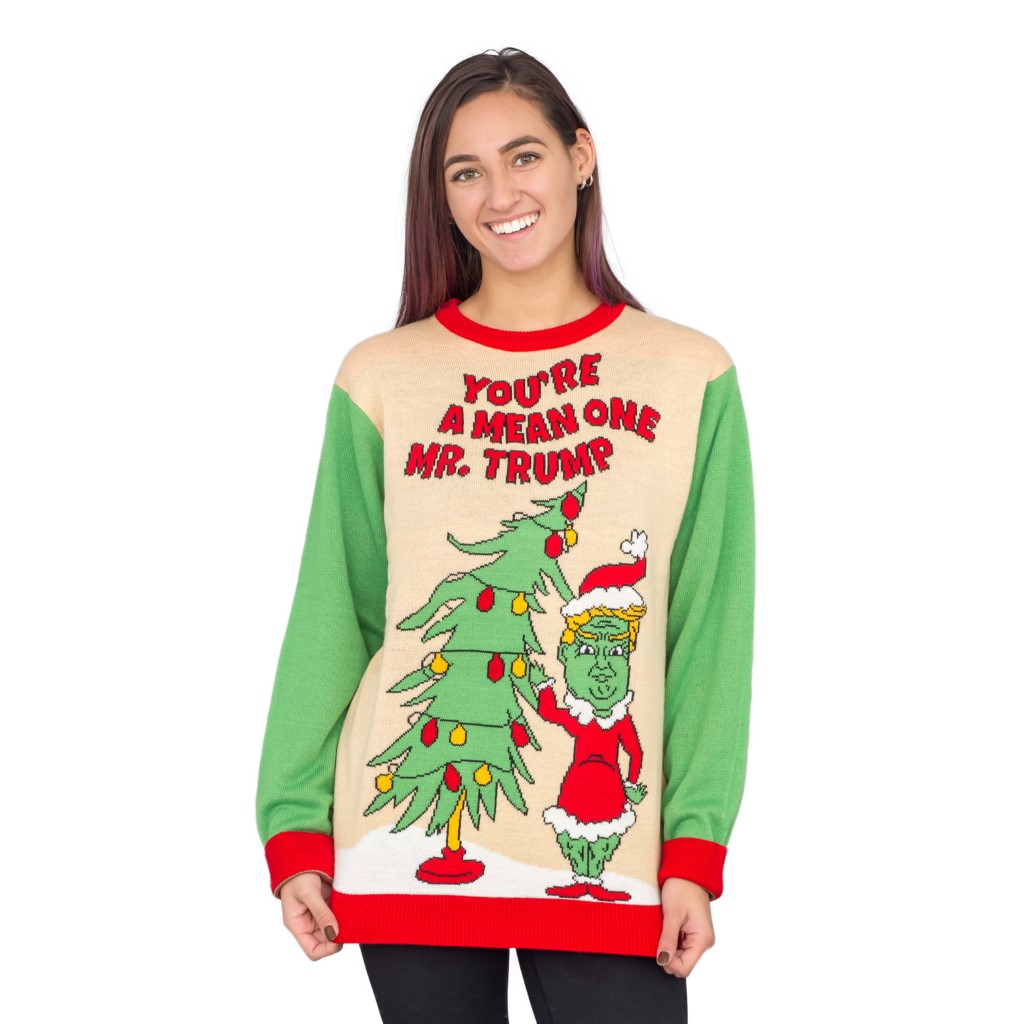 Women’s You’re a Mean One Mr. Trump Grinch Ugly Christmas Sweater,Ugly Christmas Sweaters | Funny Xmas Sweaters for Men and Women