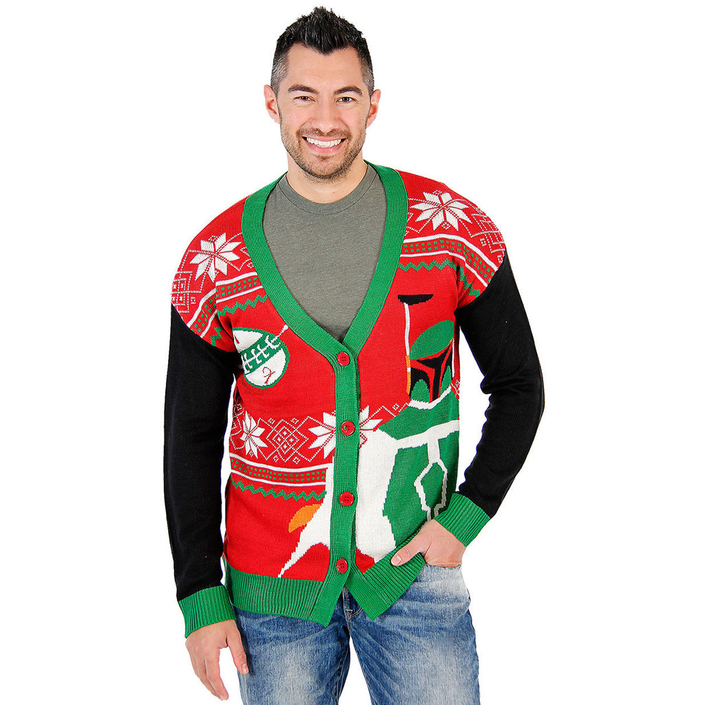 Boba Fett Star Wars Ugly Christmas Cardigan,Ugly Christmas Sweaters | Funny Xmas Sweaters for Men and Women