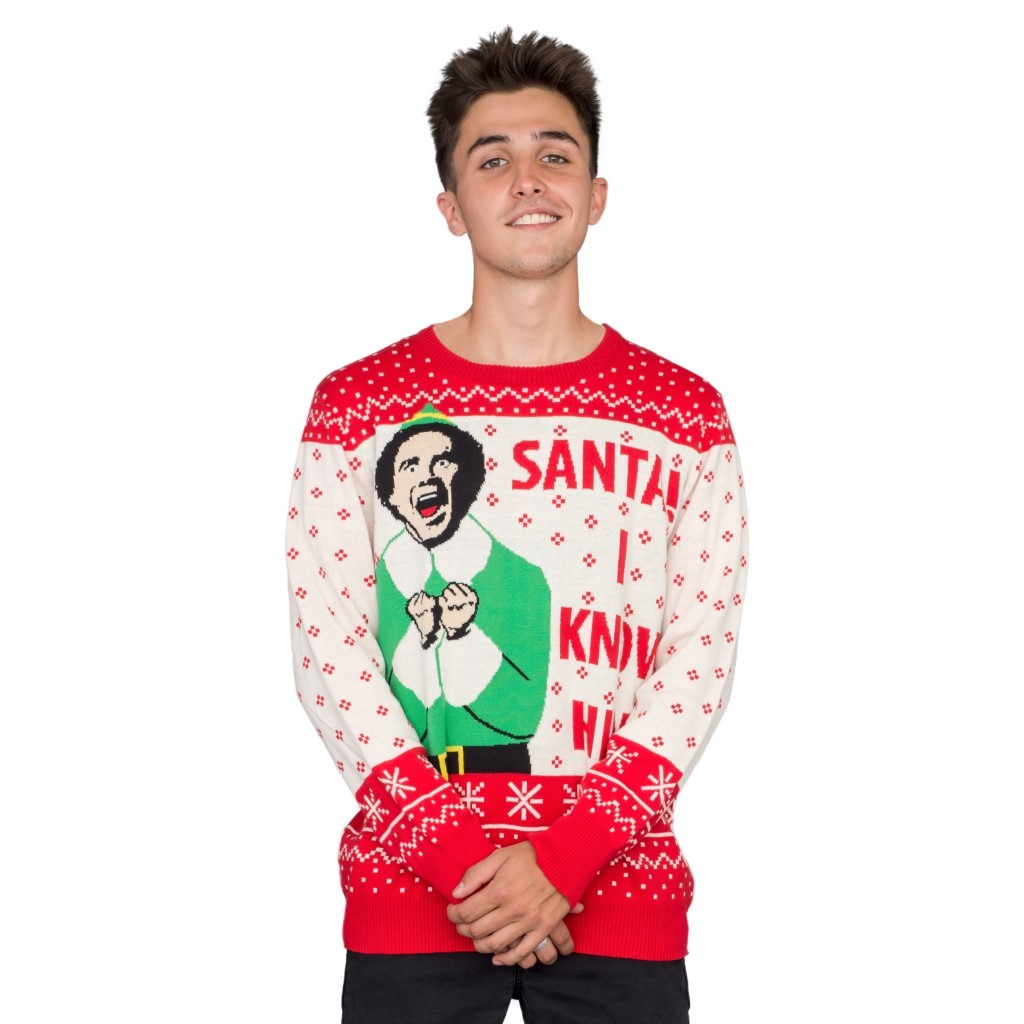Elf Buddy Santa I Know Him Ugly Christmas Sweater,Ugly Christmas Sweaters | Funny Xmas Sweaters for Men and Women