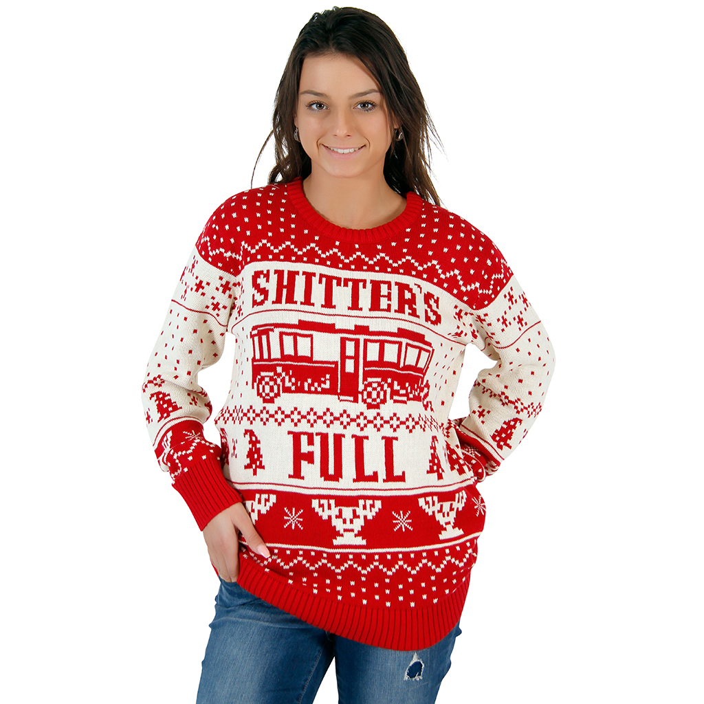 Women’s National Lampoon Vacation Shitter’s Full Sweater,Ugly Christmas Sweaters | Funny Xmas Sweaters for Men and Women
