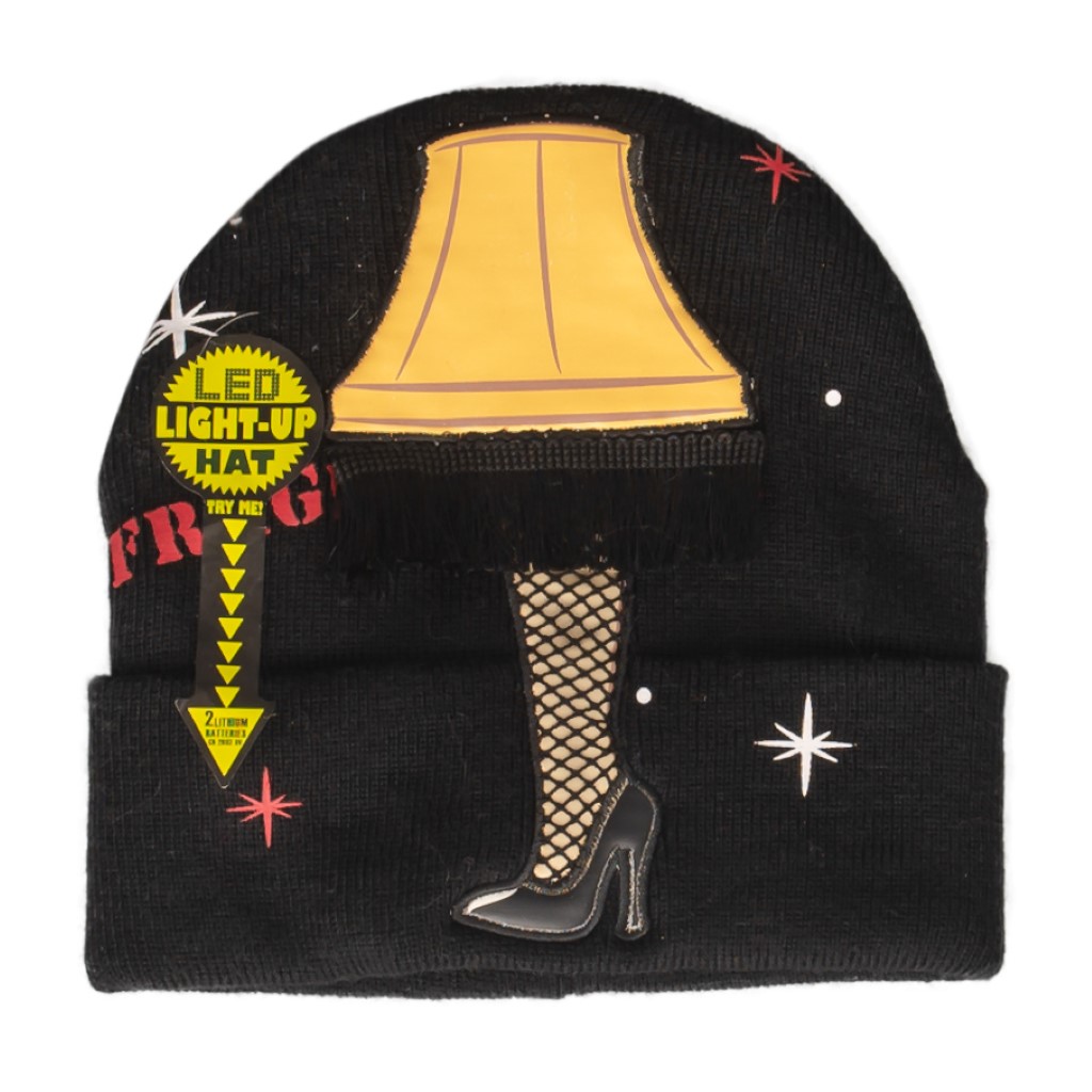 Christmas Story Fragile Mesh Leg Lamp with Lights & Tassels Cuff Beanie,Specials : uglyschristmassweater.com
