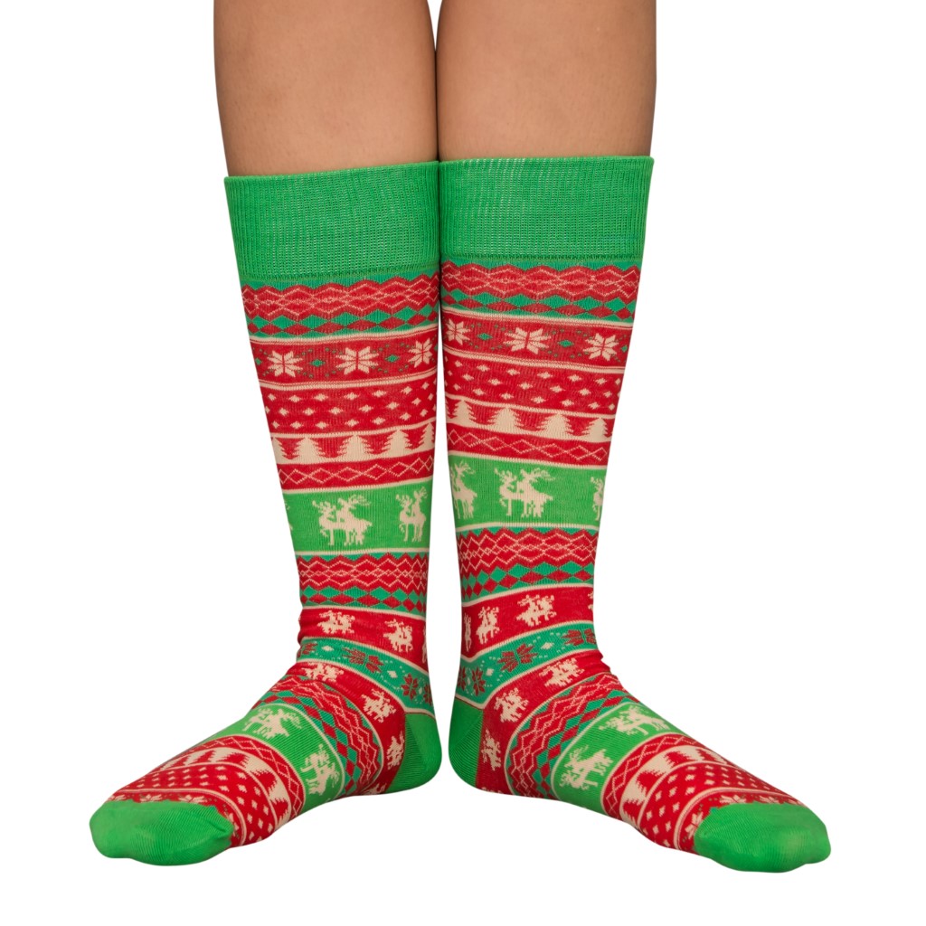 Humping Reindeer Adult Ugly Christmas Socks Red and Green