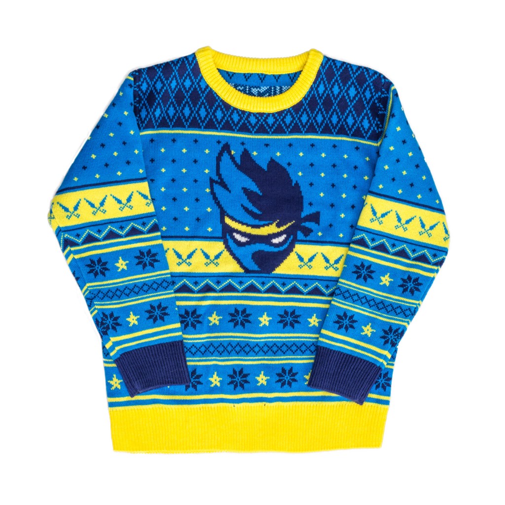 Fortnite Ninja Logo Ugly Christmas Sweater Shurikens Pattern,Specials : uglyschristmassweater.com