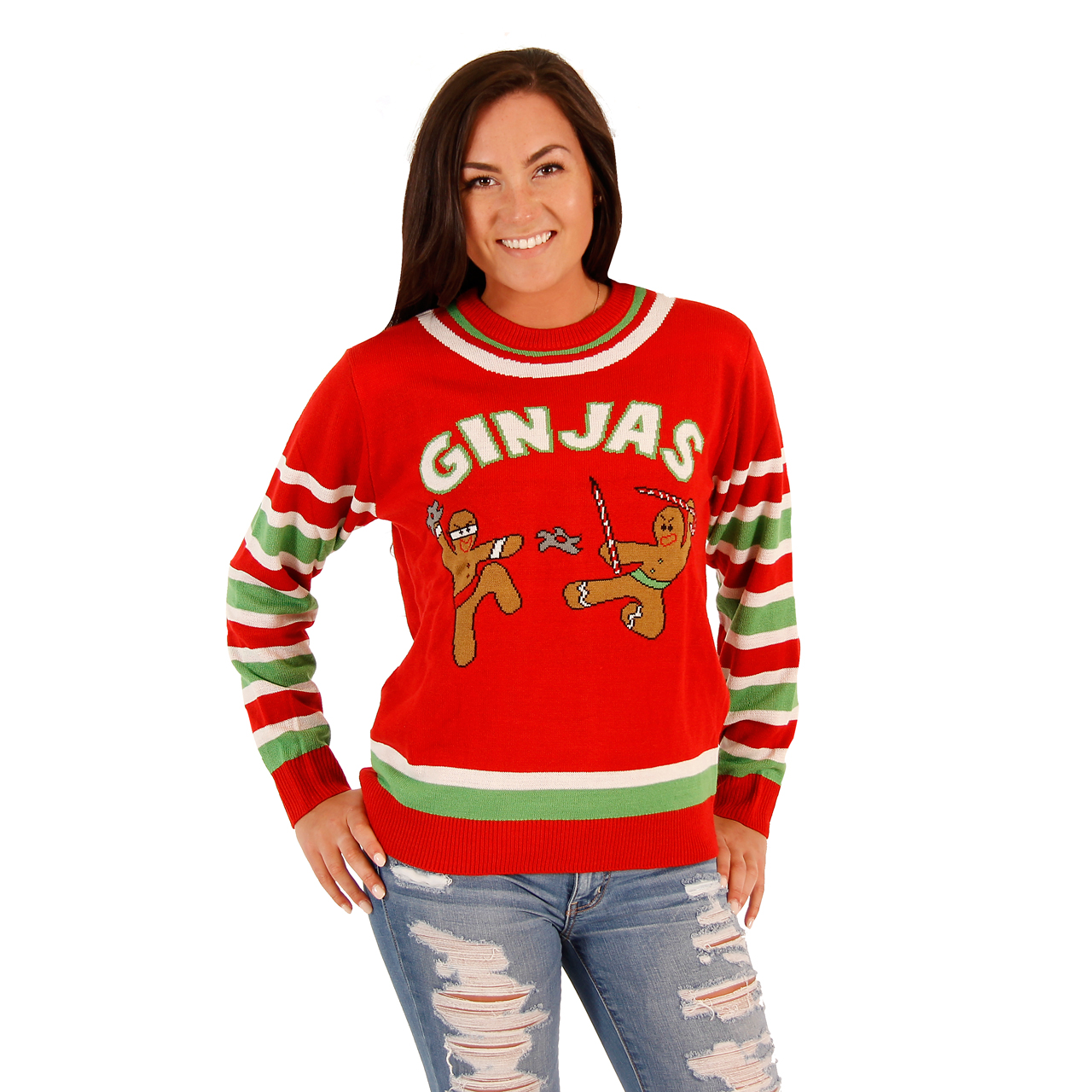 Women’s Fighting Ginjas Gingerbread Ninjas Funny Christmas Sweater,New Products : uglyschristmassweater.com