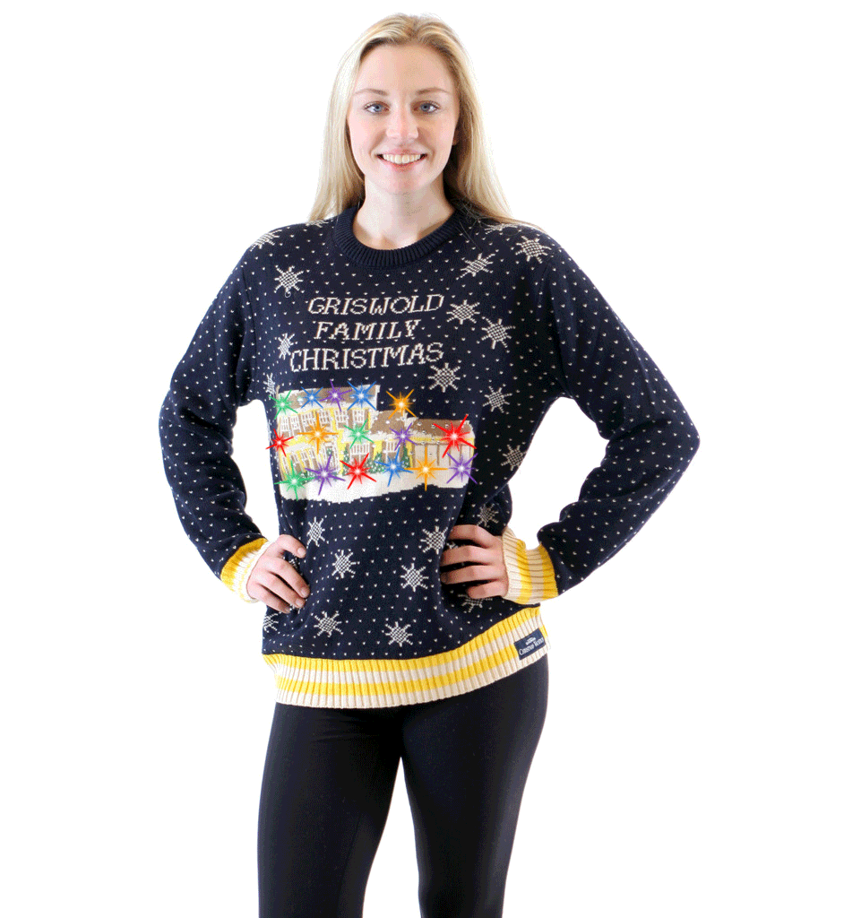 Women’s Griswold Family Christmas Ugly Sweater – LED Lights