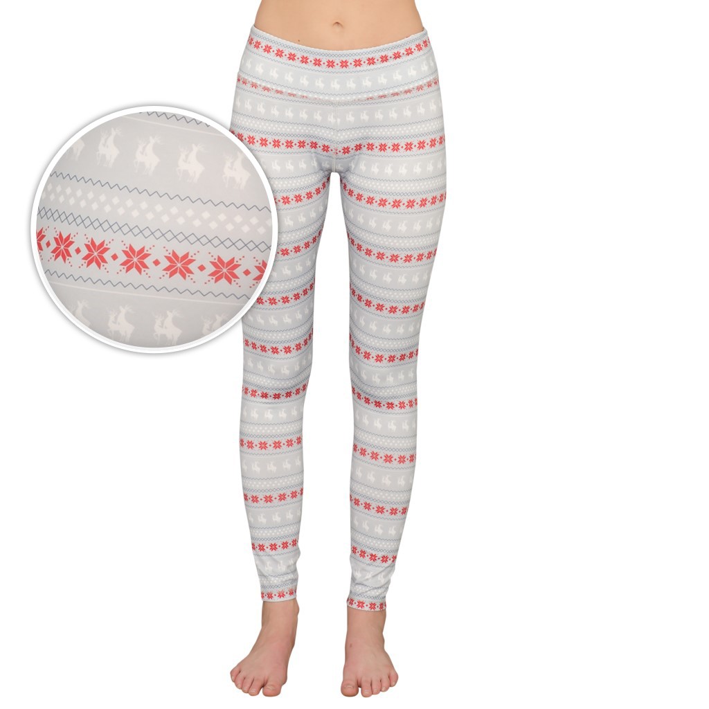 Humping Reindeer Snowflakes Women’s Gray Christmas Leggings,New Products : uglyschristmassweater.com