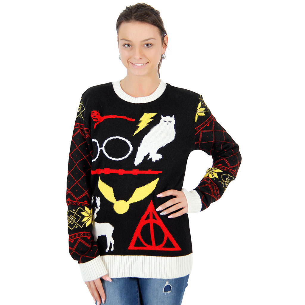 Women’s Harry Potter Owl Deathly Hallows Sweater,New Products : uglyschristmassweater.com