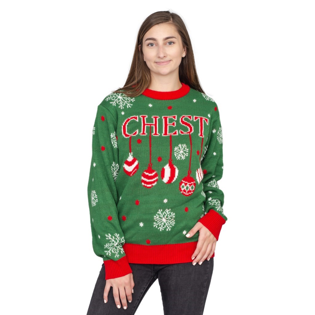 Women’s Chest Snowflakes Christmas Tree Ugly Christmas Sweater,Specials : uglyschristmassweater.com