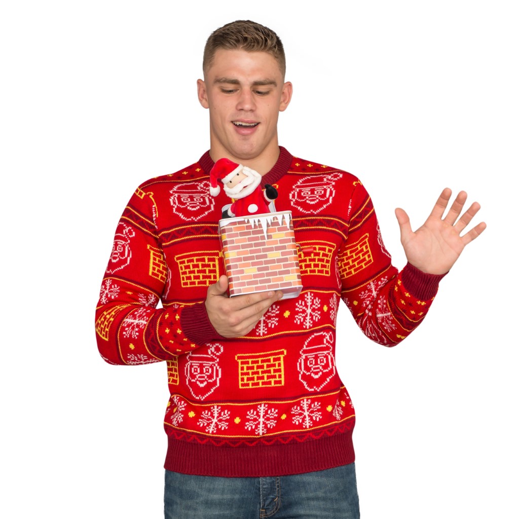 Jack in the Box Santa Claus 3D Ugly Christmas Sweater,Ugly Christmas Sweaters | Funny Xmas Sweaters for Men and Women