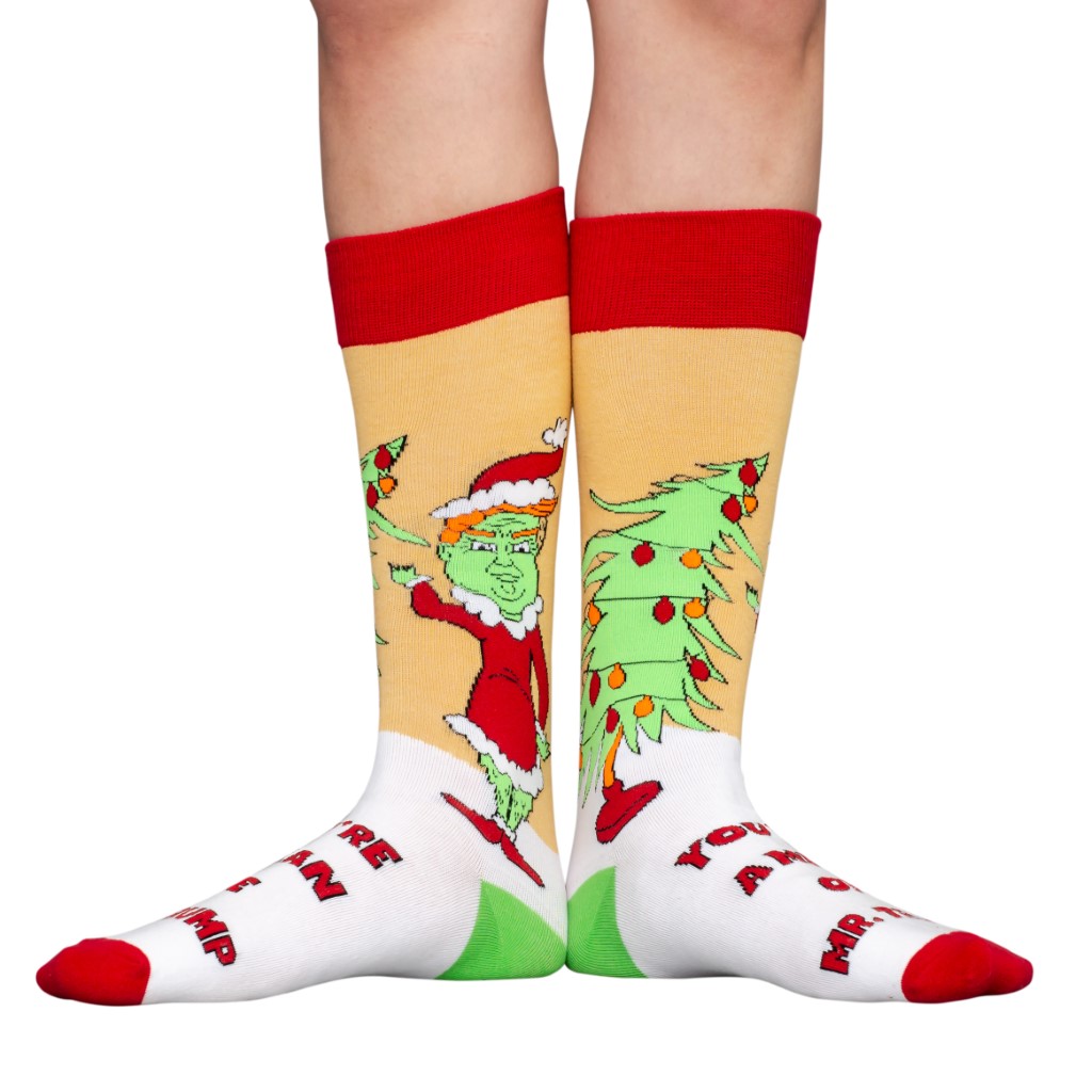 President Donald Trump Grinch Ugly Christmas Socks,Specials : uglyschristmassweater.com
