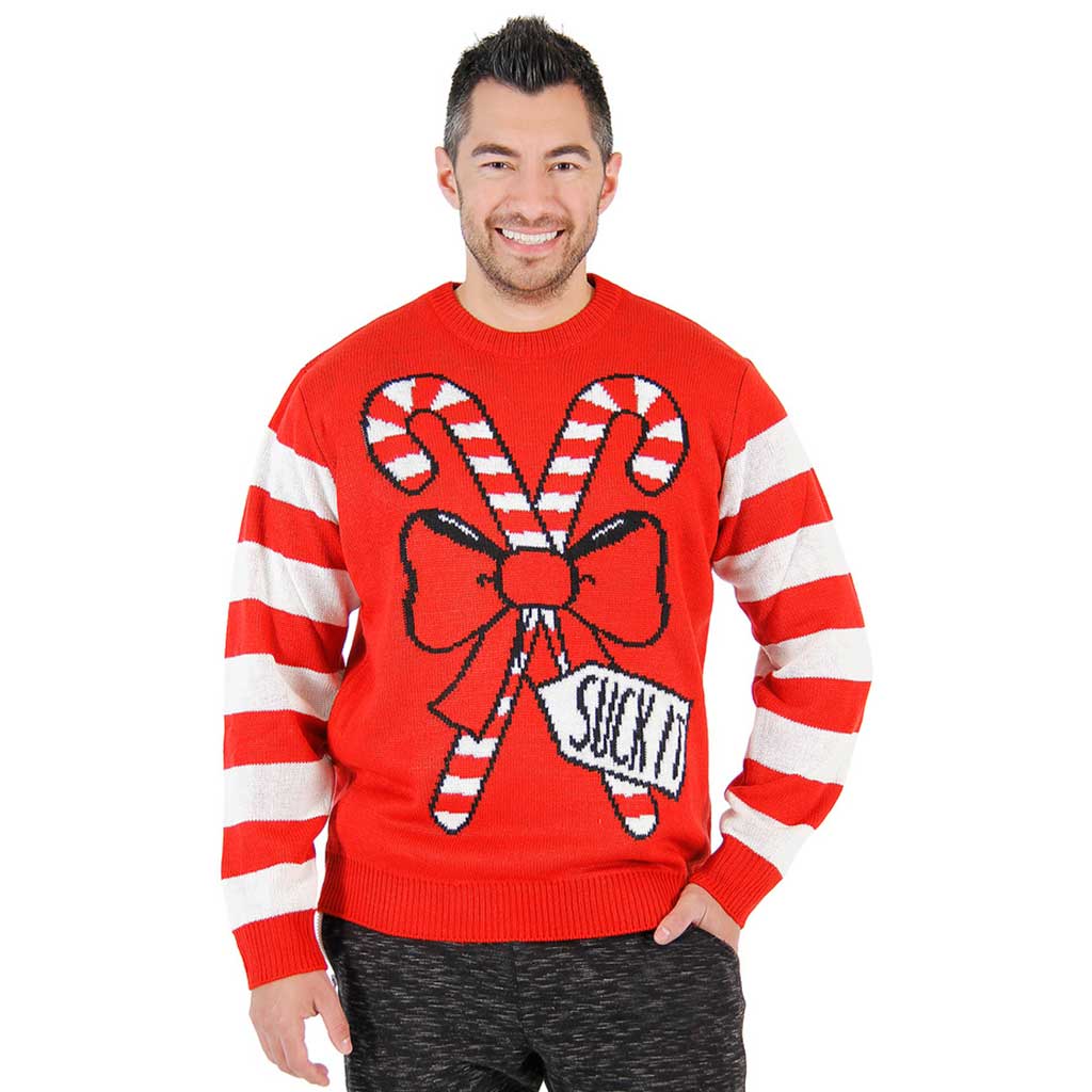 Suck It Candy Cane Funny Ugly Sweater,New Products : uglyschristmassweater.com