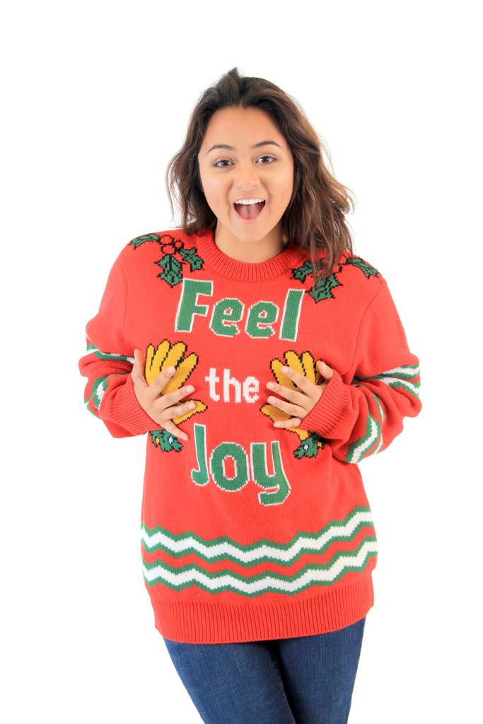 Feel The Joy Groping Hands Tacky Christmas Sweater,New Products : uglyschristmassweater.com
