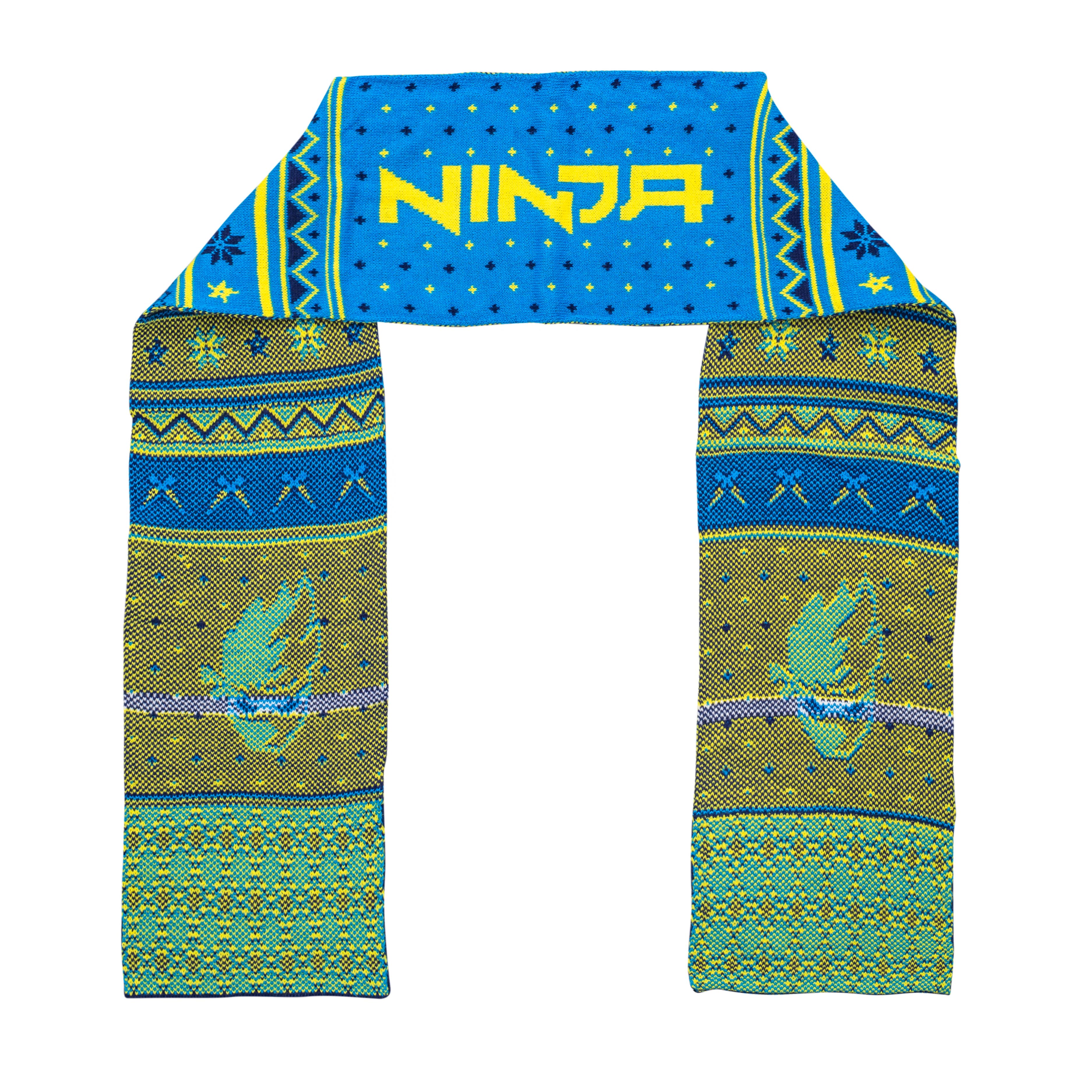 Fortnite Youth Ninja Logo Scarf – Blue/Yellow,Ugly Christmas Sweaters | Funny Xmas Sweaters for Men and Women