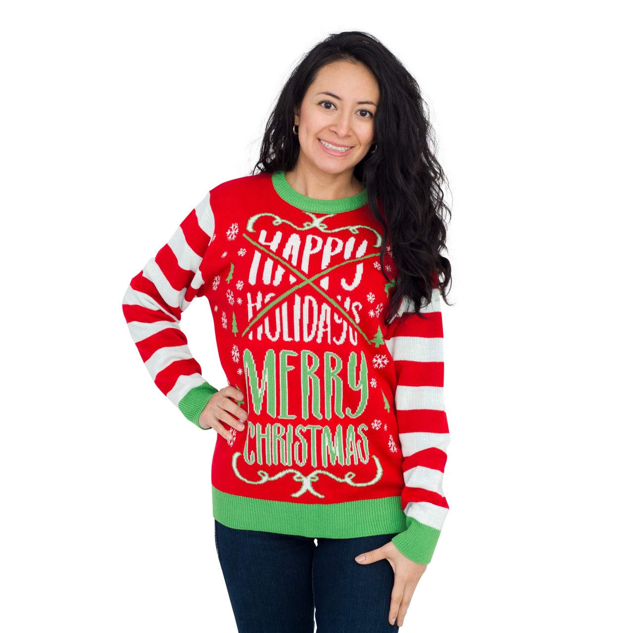 Women’s Happy Holidays Merry Christmas Sweater,Ugly Christmas Sweaters | Funny Xmas Sweaters for Men and Women