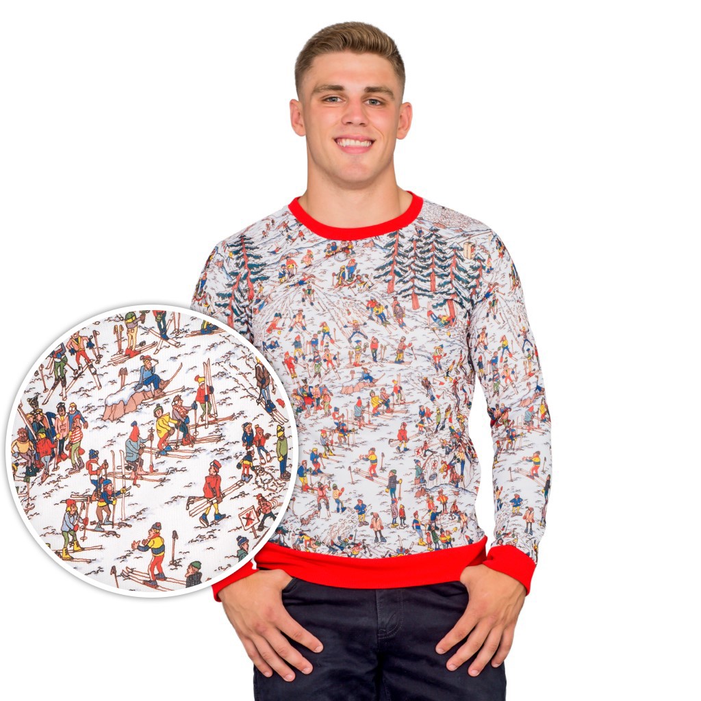 Where’s Waldo Snow Mountain Long Sleeve Ugly Christmas Sweater,Specials : uglyschristmassweater.com