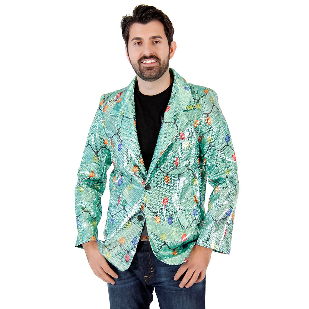 Sequin X-Mas Lights Blazer Jacket,New Products : uglyschristmassweater.com