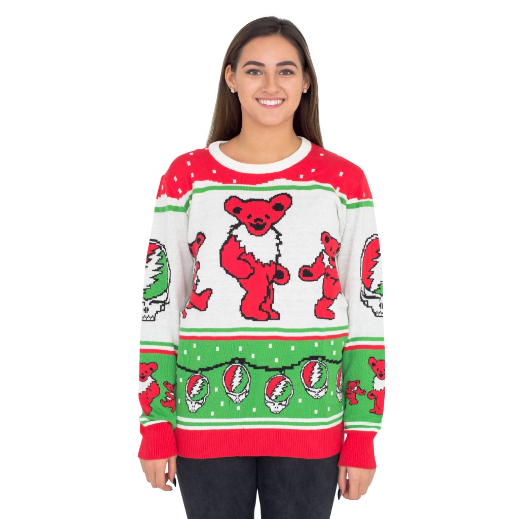 Women’s Classic Grateful Dead Dancing Bears Ugly Christmas Sweater,New Products : uglyschristmassweater.com