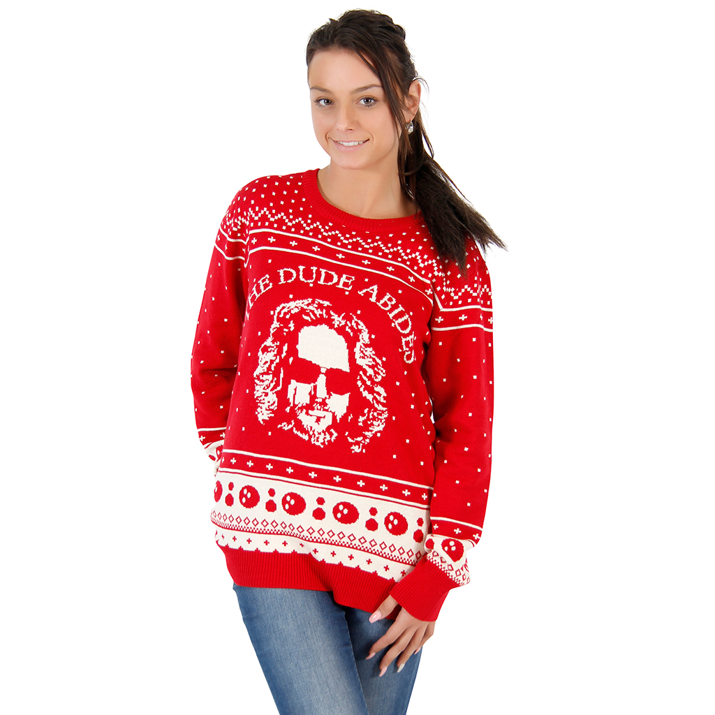 Women’s The Big Lebowski The Dude Abides Ugly Christmas Sweater,Ugly Christmas Sweaters | Funny Xmas Sweaters for Men and Women