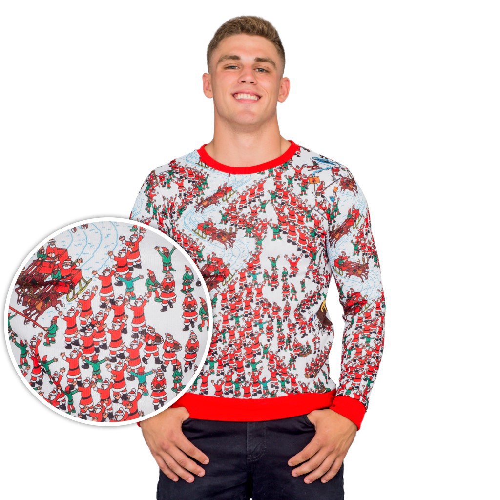 Where’s Waldo Santa Sleds Snow Mountain Ugly Sweater,New Products : uglyschristmassweater.com