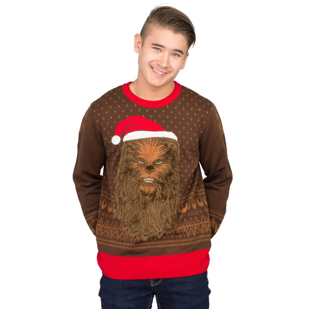 Star Wars Chewbacca Furry Face with Santa Hat Ugly Sweater,New Products : uglyschristmassweater.com