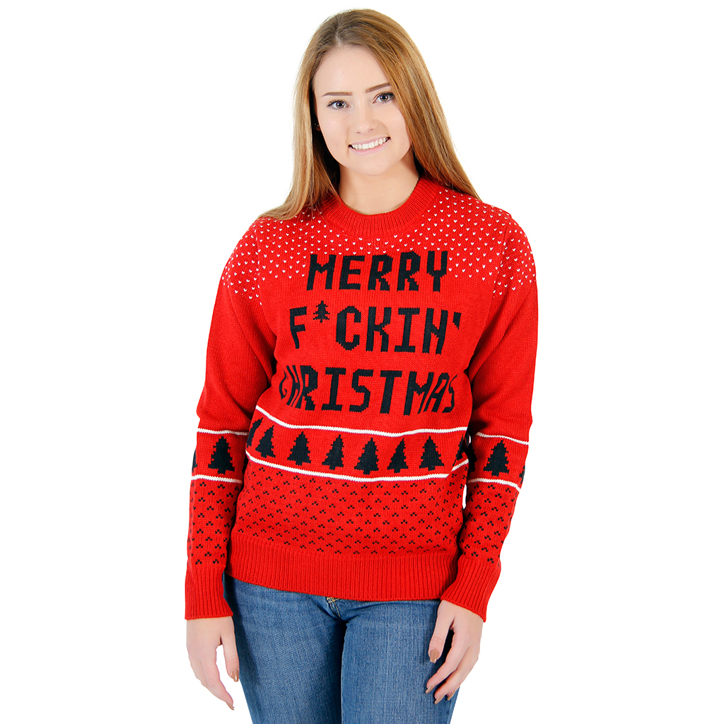 Women’s Merry F*ckin Christmas Sweater,Ugly Christmas Sweaters | Funny Xmas Sweaters for Men and Women