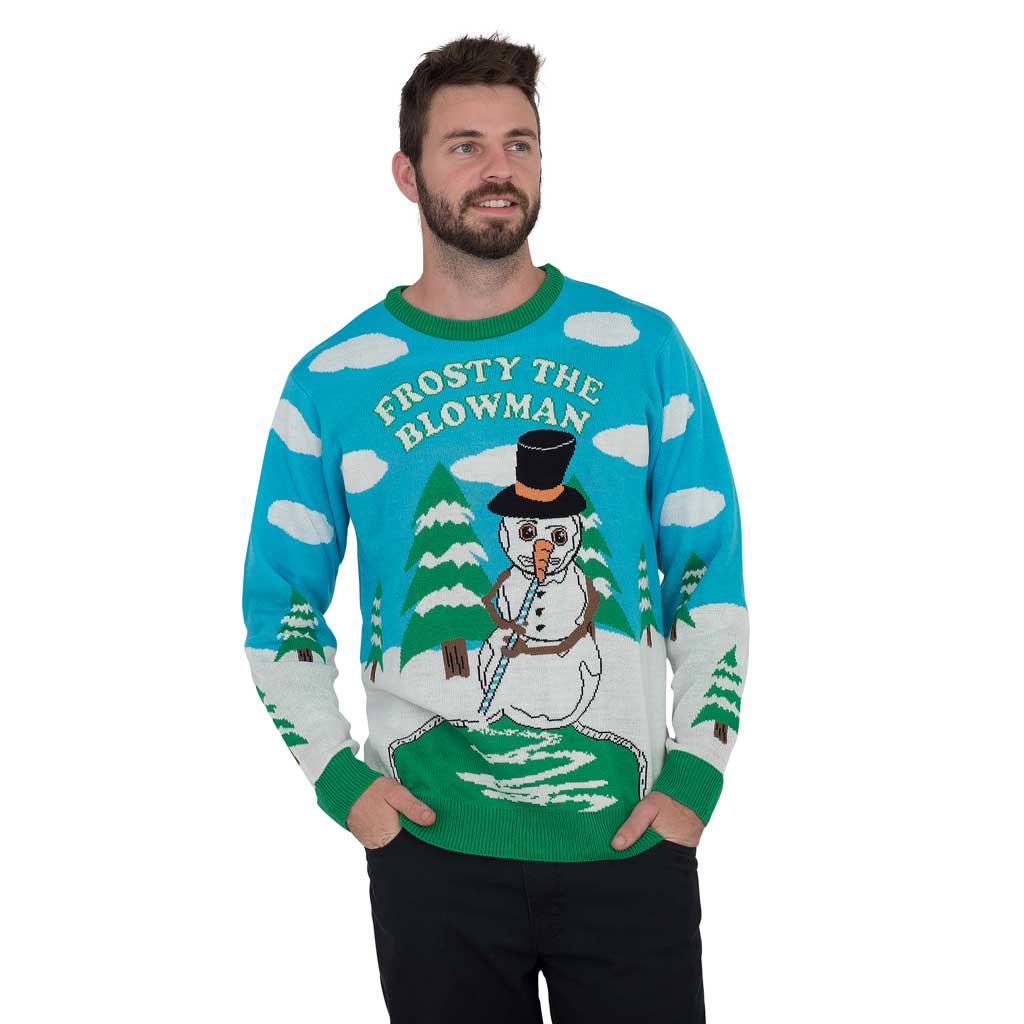 Frosty the Blowman Snowman Ugly Christmas Sweater,Ugly Christmas Sweaters | Funny Xmas Sweaters for Men and Women