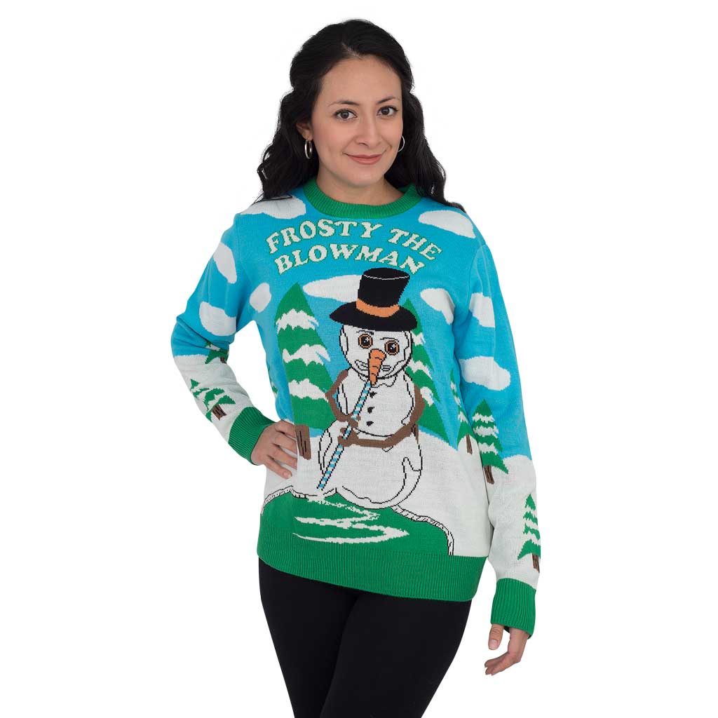 Women’s Frosty the Blowman Snowman Ugly Christmas Sweater,New Products : uglyschristmassweater.com