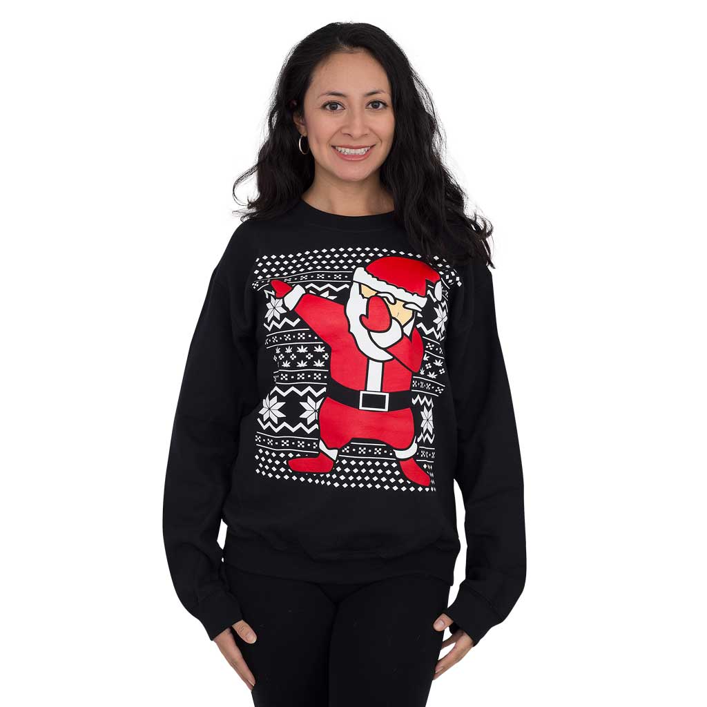 Women’s Dabbin’ Santa Ugly Christmas Sweatshirt,Ugly Christmas Sweaters | Funny Xmas Sweaters for Men and Women