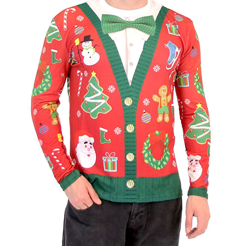 Christmas Cardigan with Bow Shirt,Ugly Christmas Sweaters | Funny Xmas Sweaters for Men and Women