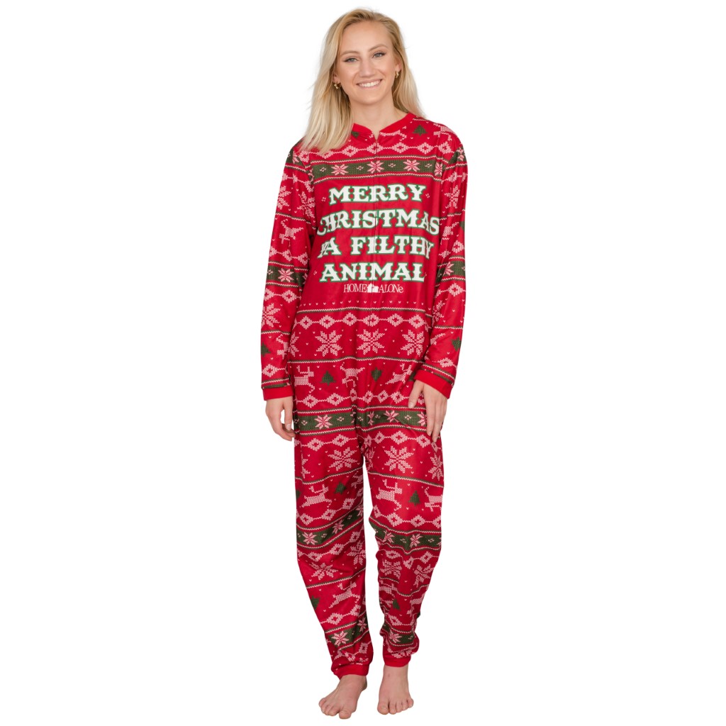 Women’s Home Alone Merry Christmas Ya Filthy Animal Pajama Jump Suit