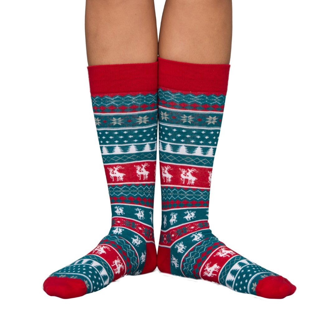 Humping Reindeer Adult Ugly Christmas Socks Blue and Red