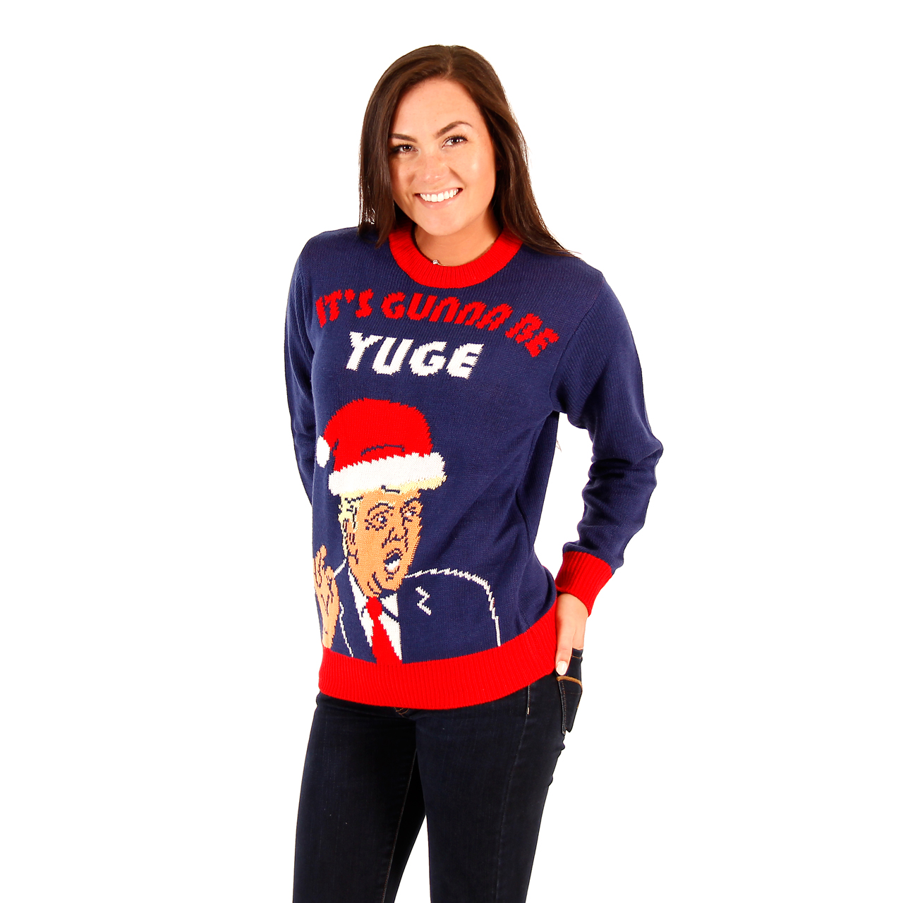 Women’s Donald Trump It’s Gunna Be Yuge Christmas Sweater,Ugly Christmas Sweaters | Funny Xmas Sweaters for Men and Women