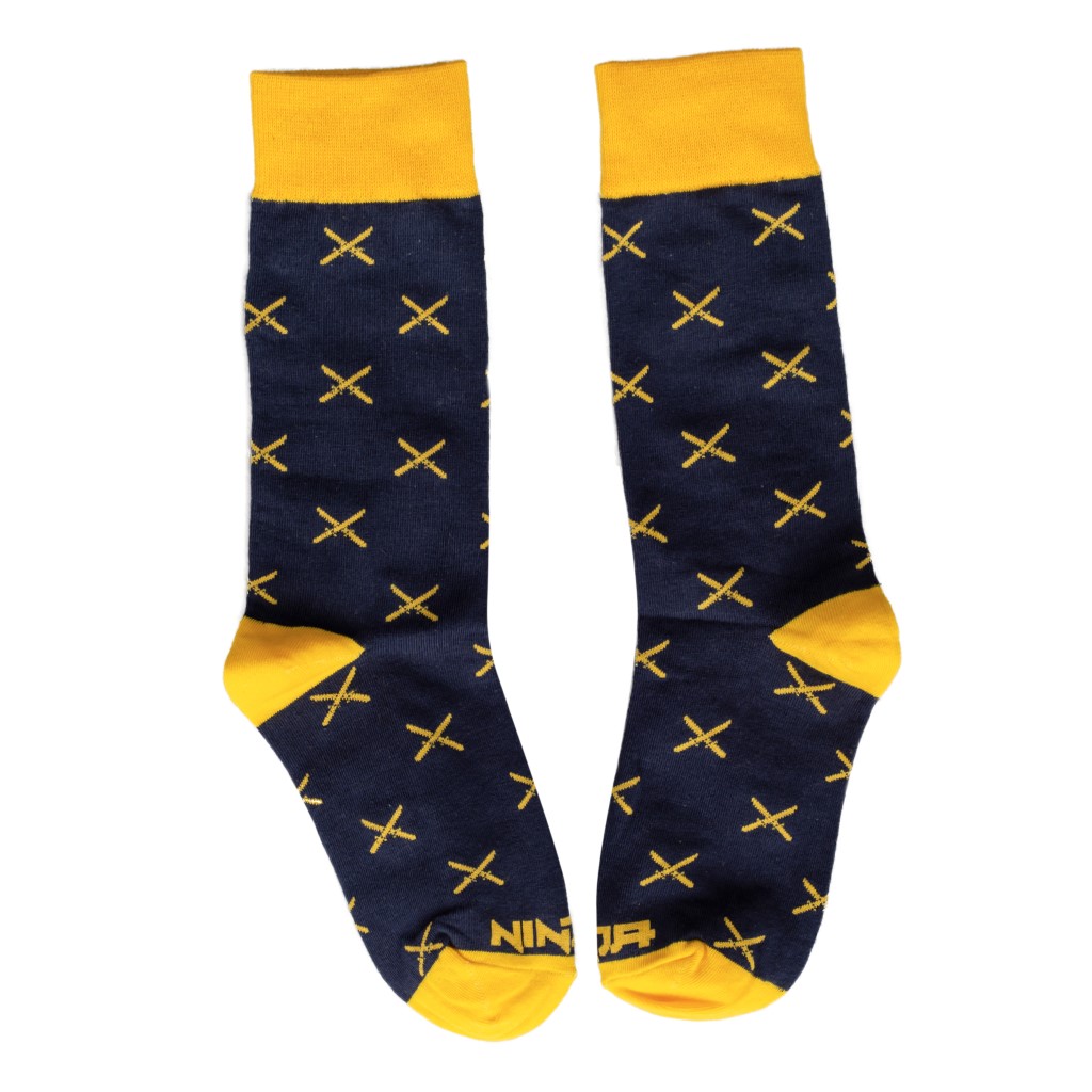 Fortnite Ninja Navy & Yellow Socks – Adult,Ugly Christmas Sweaters | Funny Xmas Sweaters for Men and Women