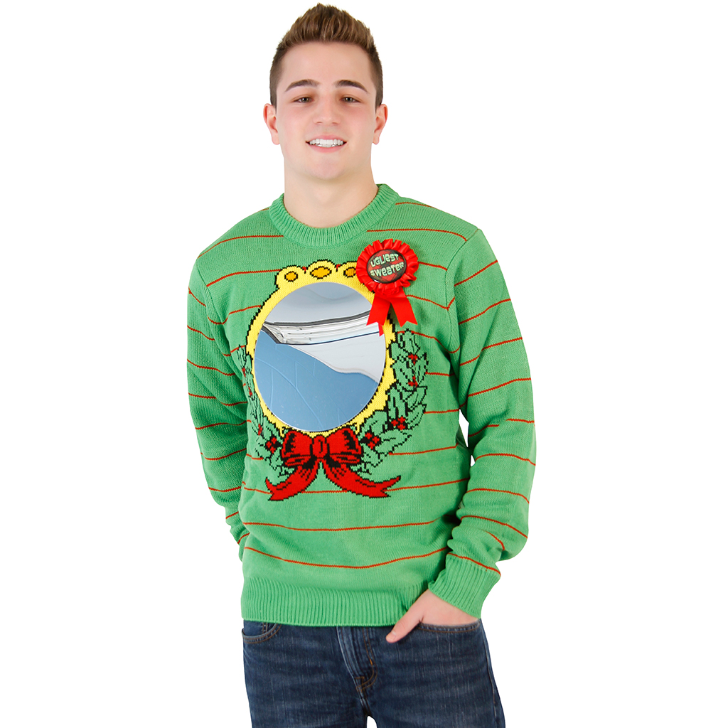 Ugliest Sweater Award Humorous Christmas Sweater (with Mirror),New Products : uglyschristmassweater.com