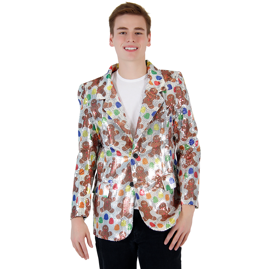 Sequin Gingerbread Man Blazer Jacket,New Products : uglyschristmassweater.com