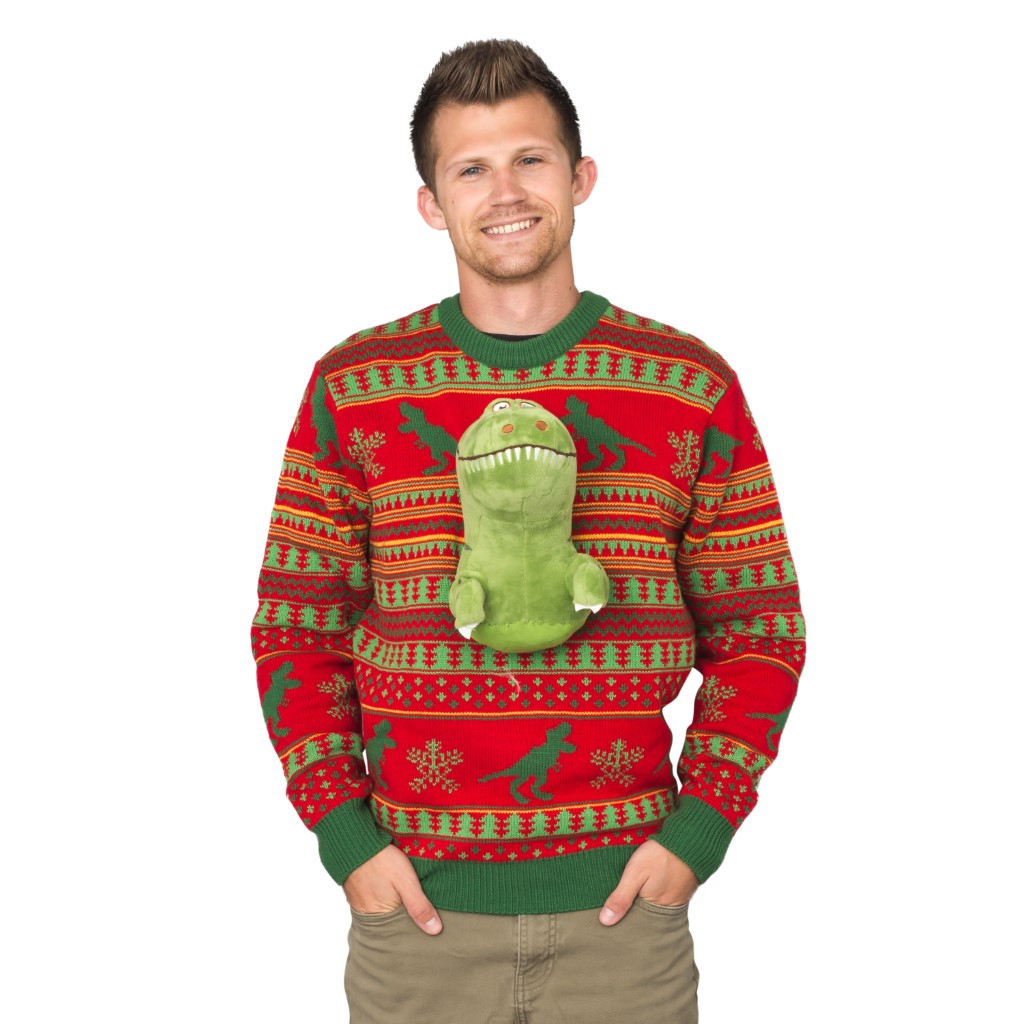 3D T-Rex Plushie Ugly Christmas Sweater,Specials : uglyschristmassweater.com