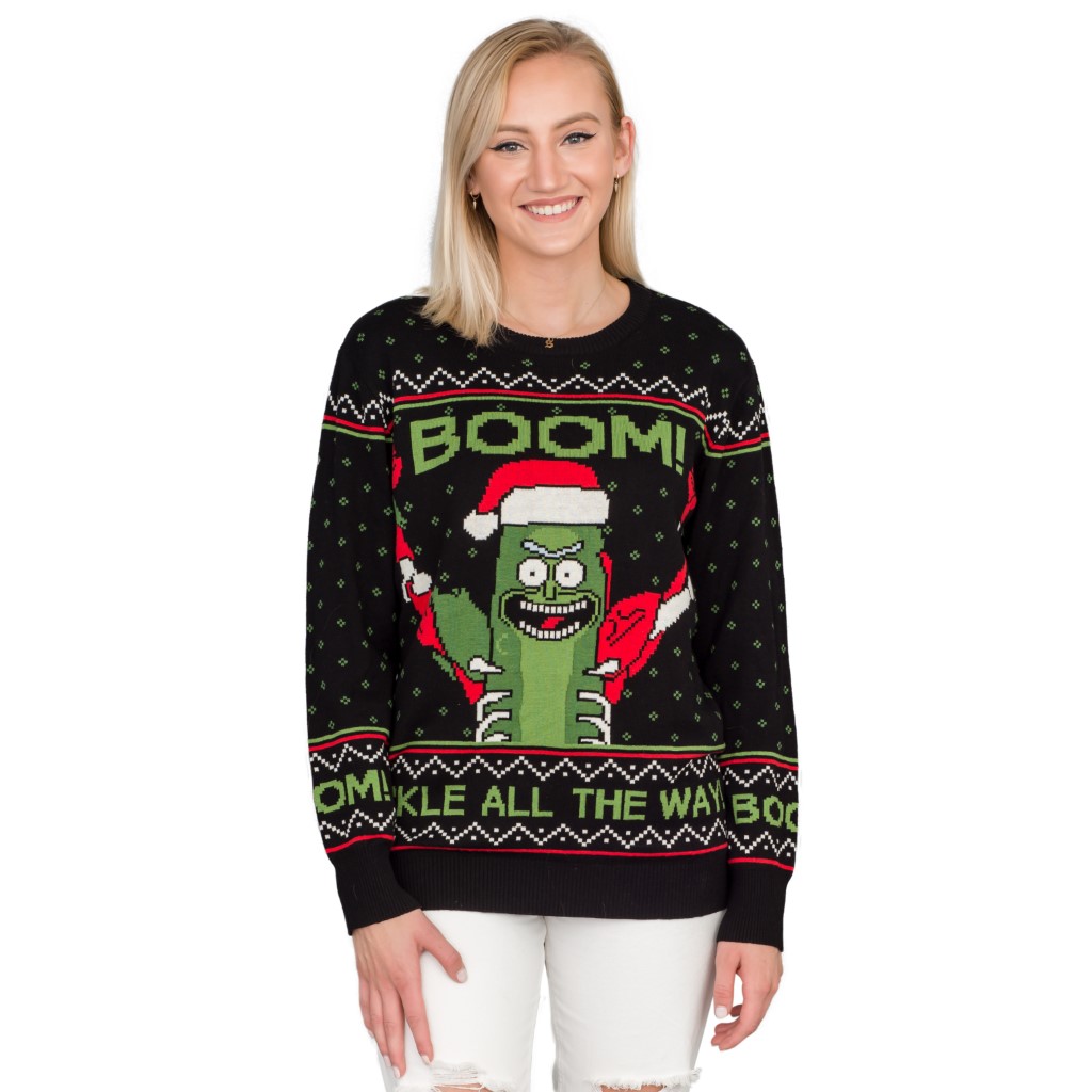 Women’s Rick and Morty Boom! PickleRick Ugly Christmas Sweater,Ugly Christmas Sweaters | Funny Xmas Sweaters for Men and Women